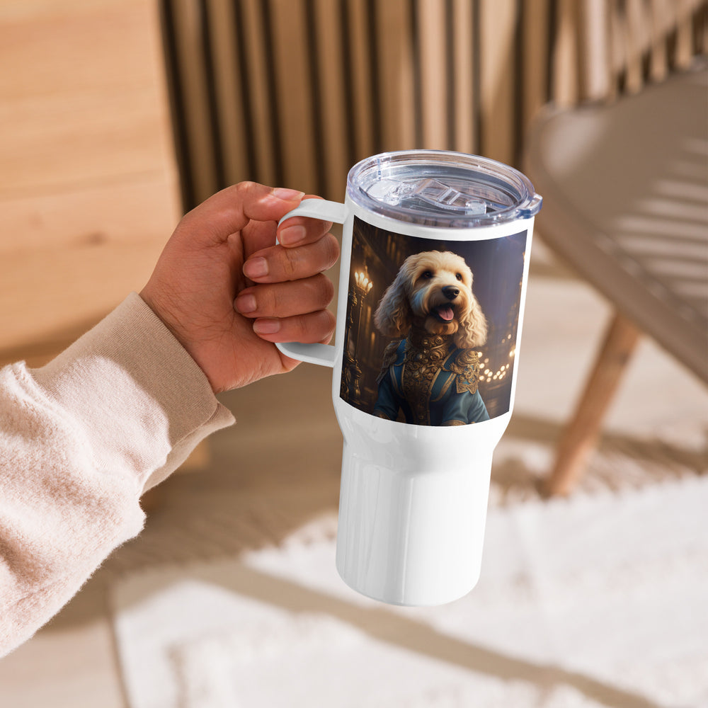 Goldendoodle- Travel mug with a handle v10