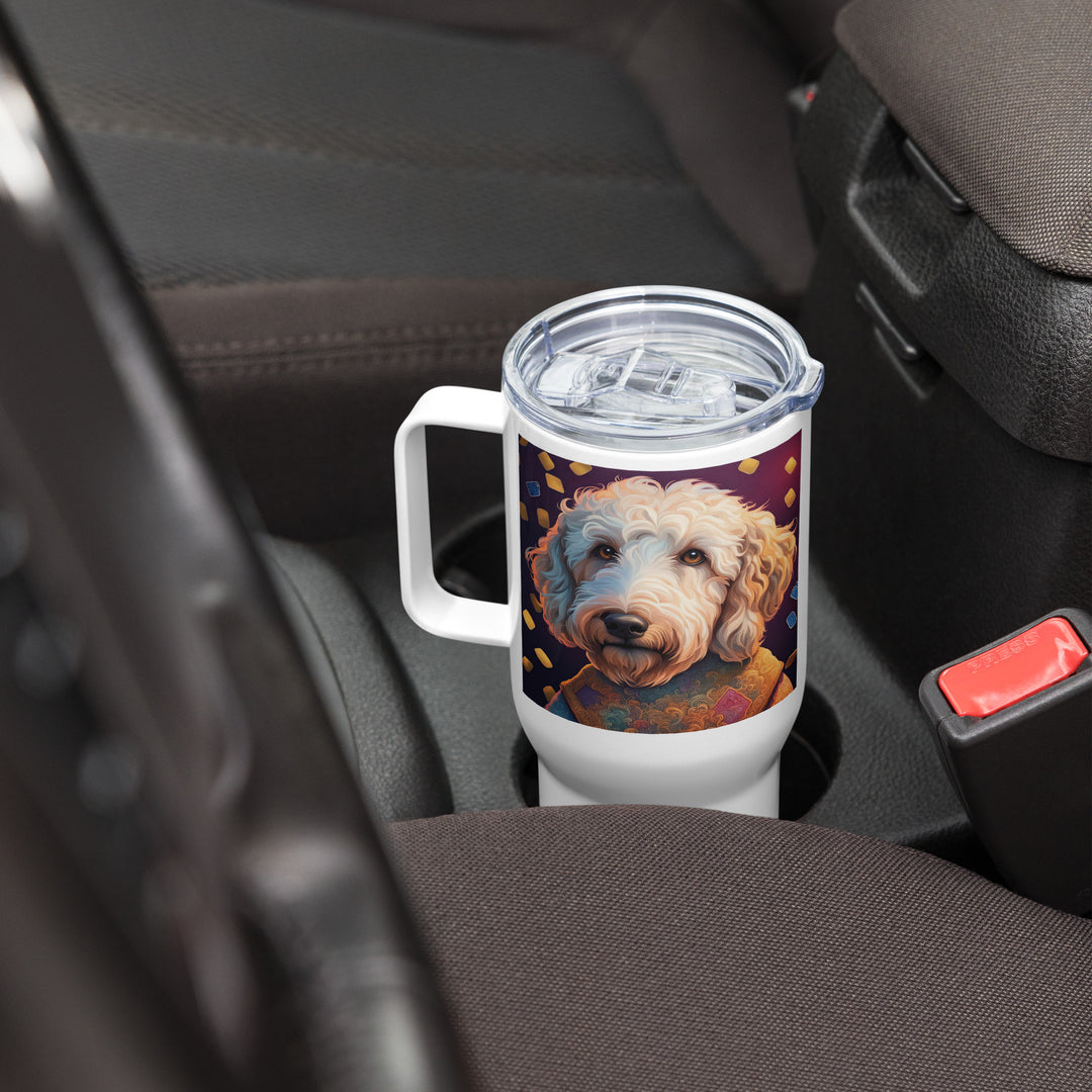 Goldendoodle- Travel mug with a handle v12