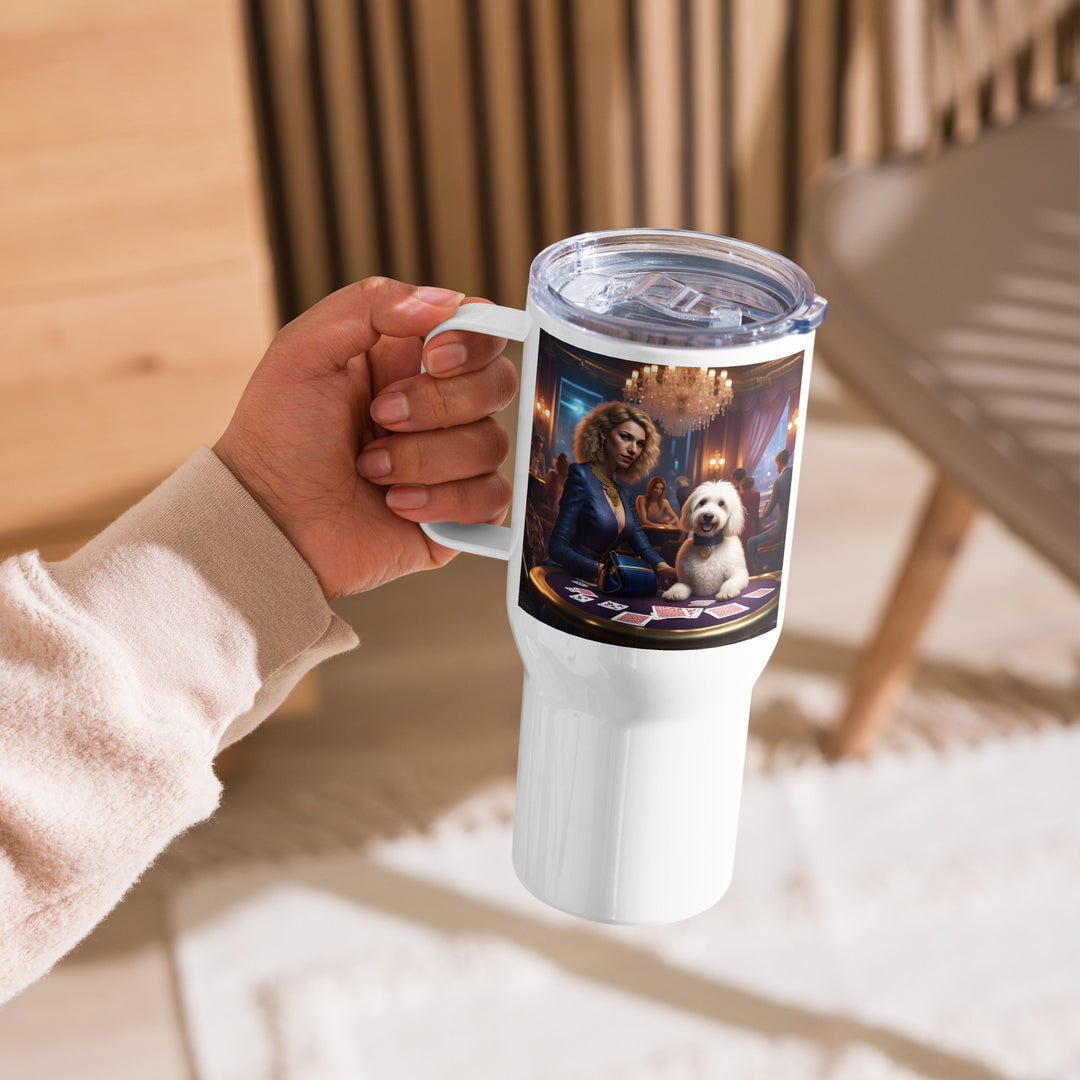 Goldendoodle- Travel mug with a handle v22