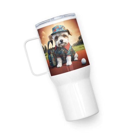 Pekapoo Golfer- Travel mug with a handle v5