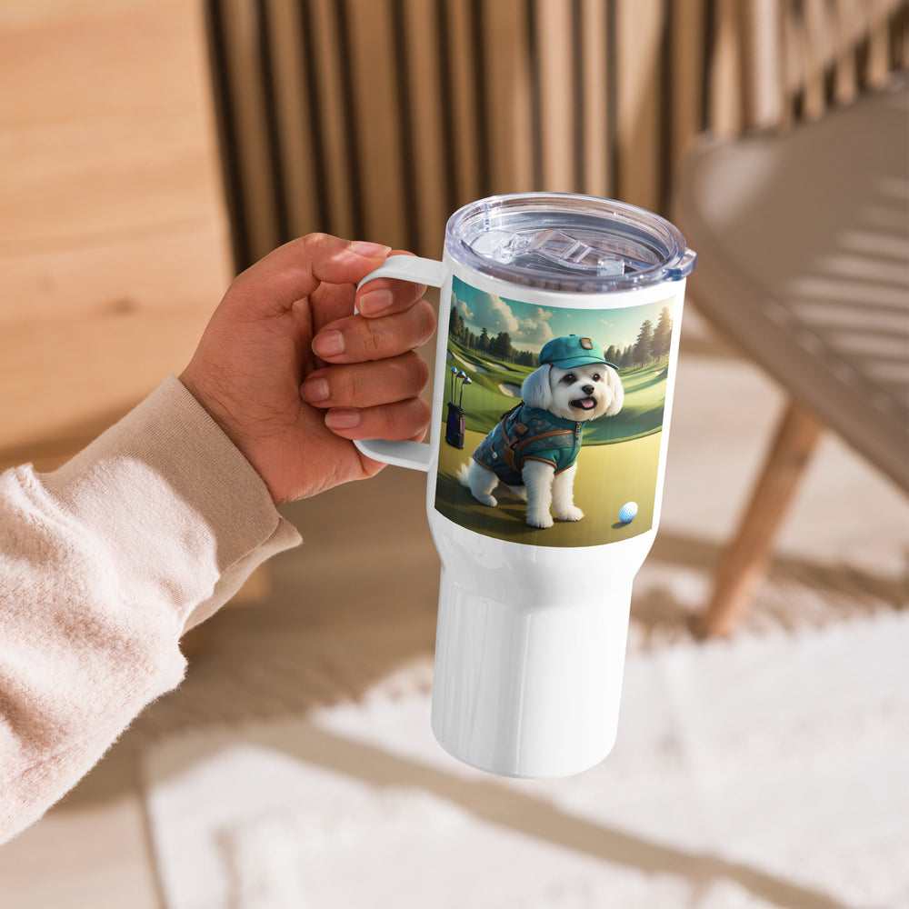 Pekapoo Golfer- Travel mug with a handle v11