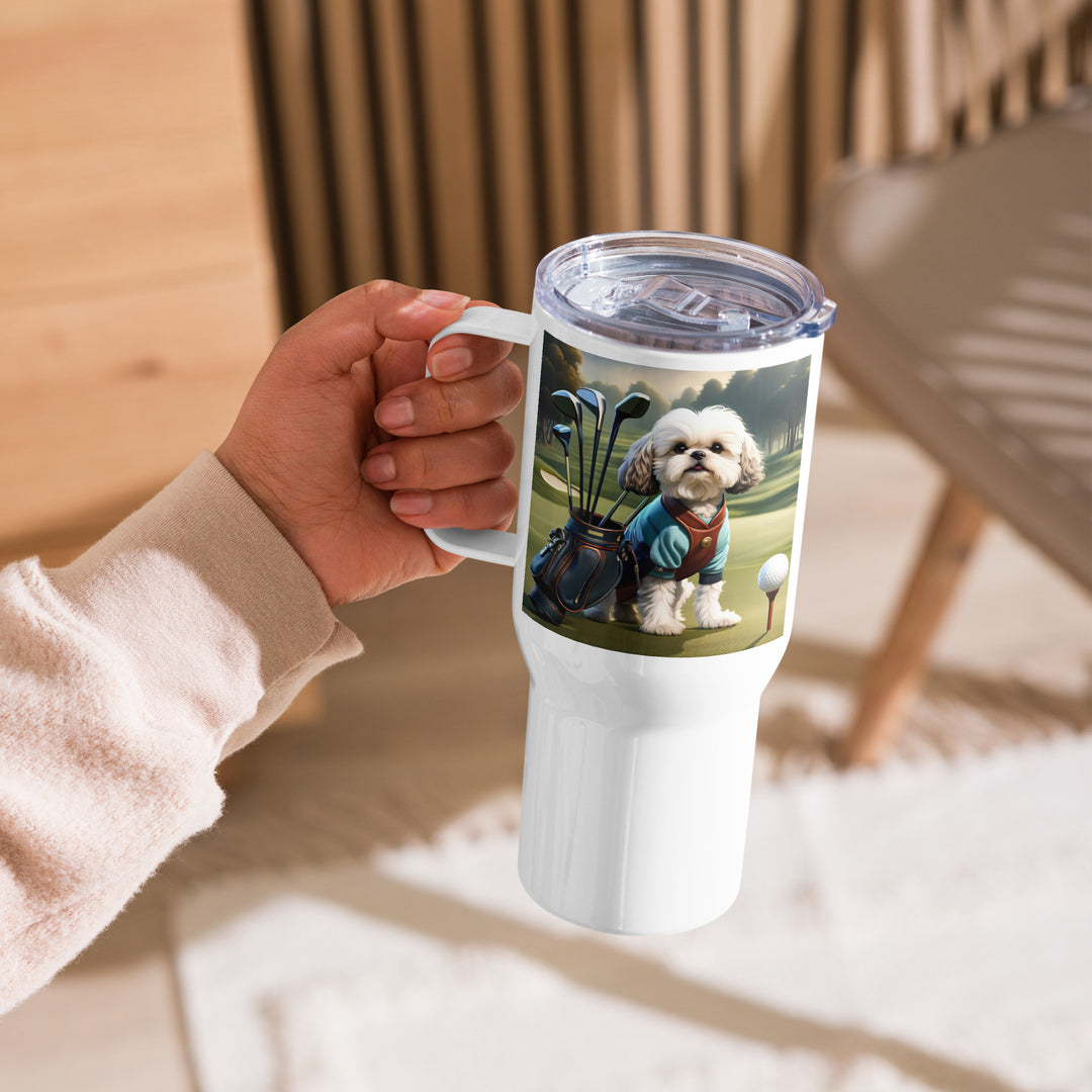 Shih-Poo Golfer- Travel mug with a handle v2