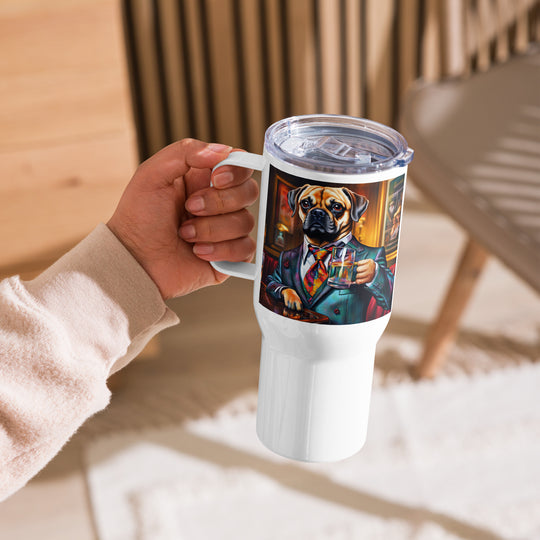 Puggle General- Travel mug with a handle v15