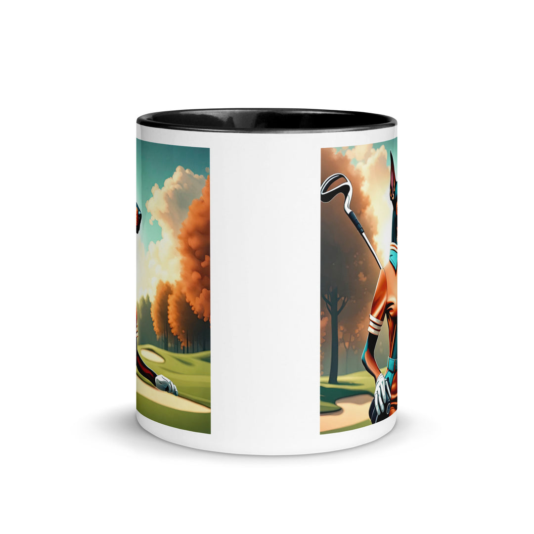 Doberman Pinscher Golfer- Mug with Color Inside