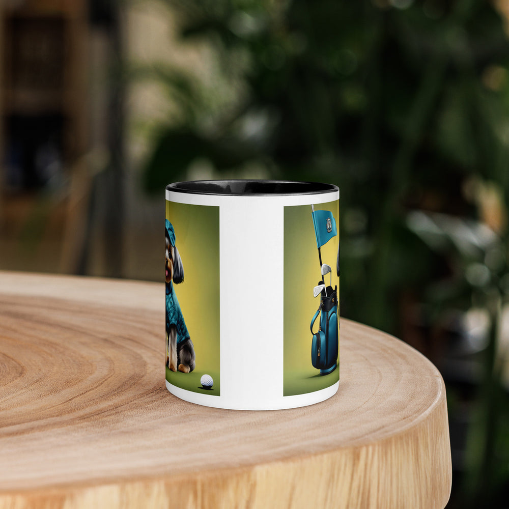 Yorkipoo Golfer- Mug with Color Inside v7