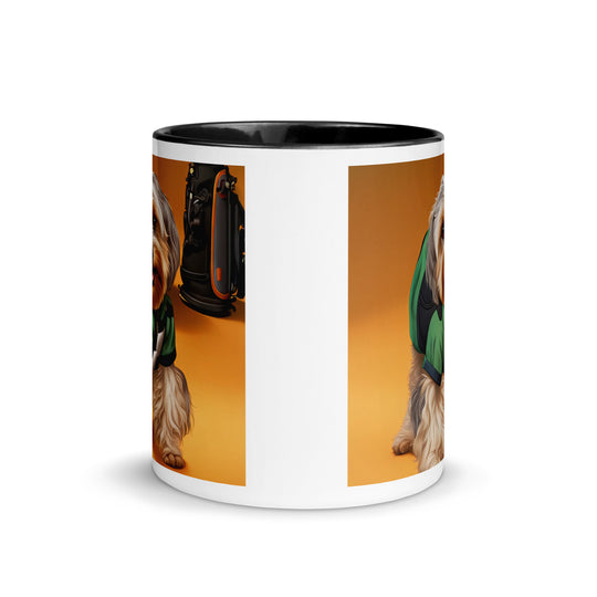 Yorkipoo Golfer- Mug with Color Inside v11