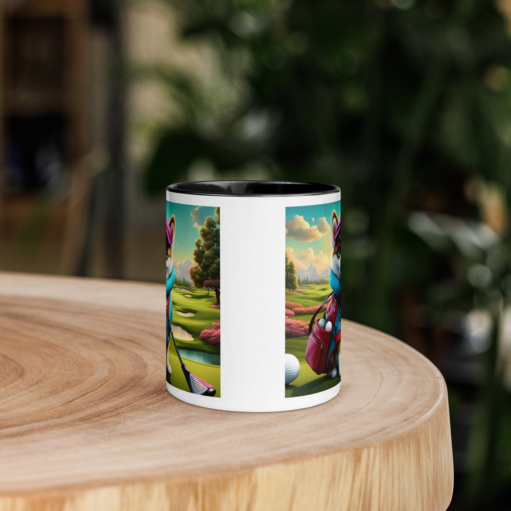 Pomsky Golfer- Mug with Color Inside v2