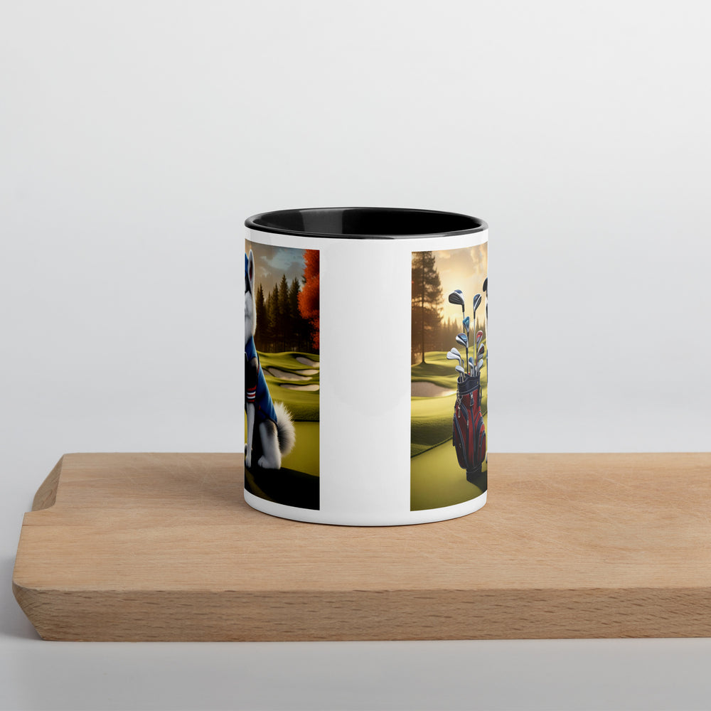 Pomsky Golfer- Mug with Color Inside v4