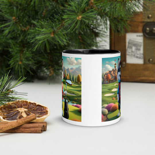 Pomsky Golfer- Mug with Color Inside v6