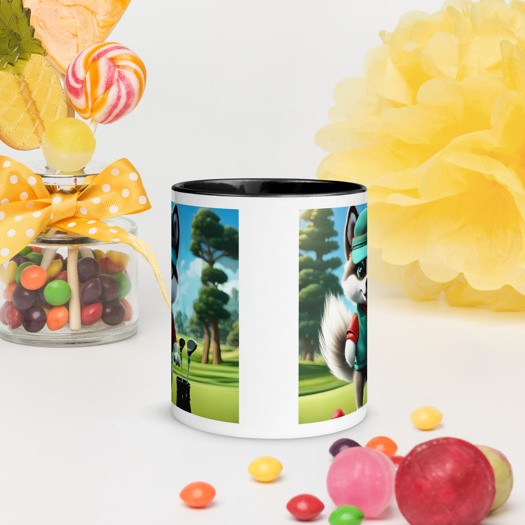 Pomsky Golfer- Mug with Color Inside v11