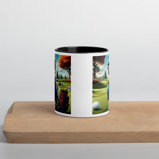 Pomsky Golfer- Mug with Color Inside v5