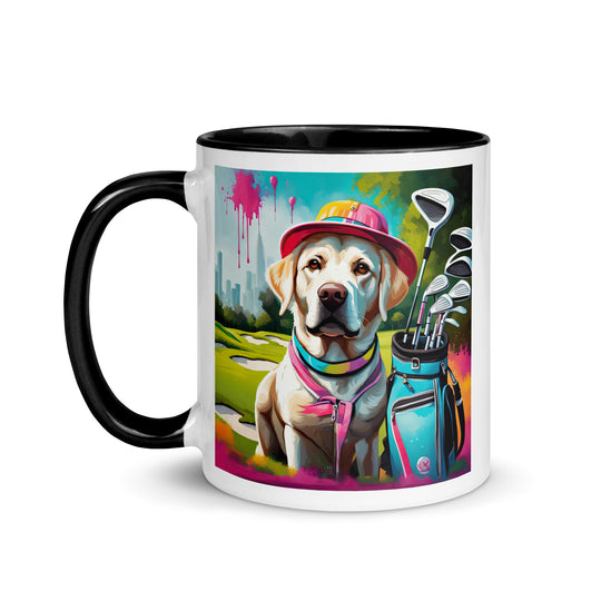 Mug with Color Inside-Labrador Retriever Golfer v9