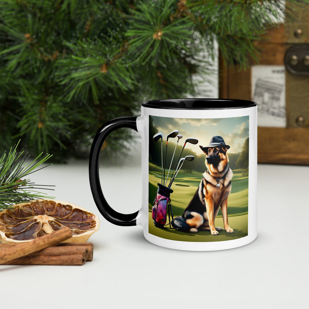 German Shepherd Golfer- Mug with Color Inside