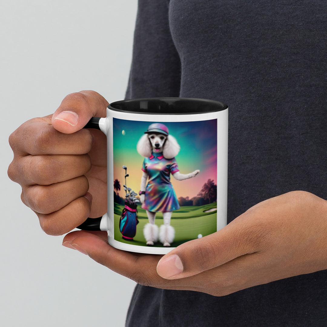 Poodle Golfer- Mug with Color Inside