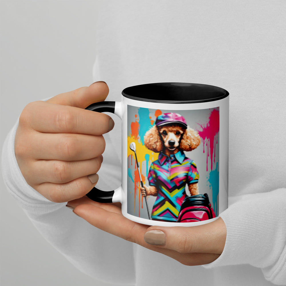 Poodle Golfer- Mug with Color Inside v4