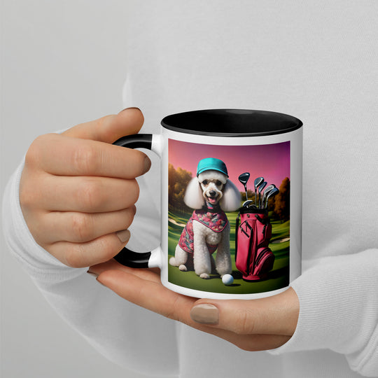 Poodle Golfer- Mug with Color Inside v5