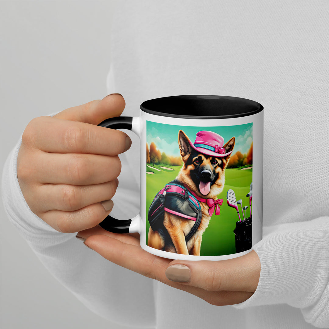 German Shepherd Golfer- Mug with Color Inside V3