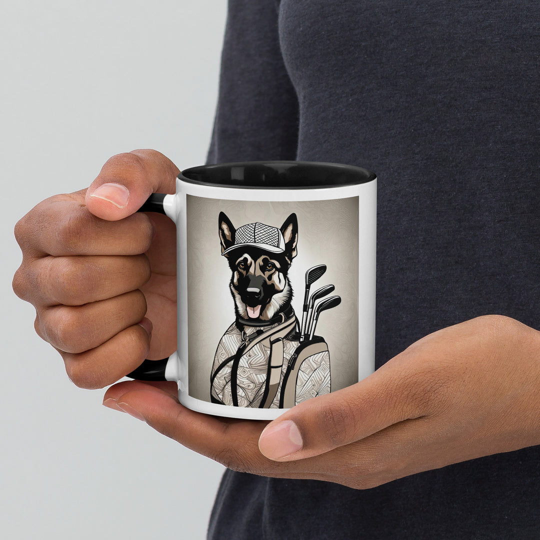 German Shepherd Golfer- Mug with Color Inside V5