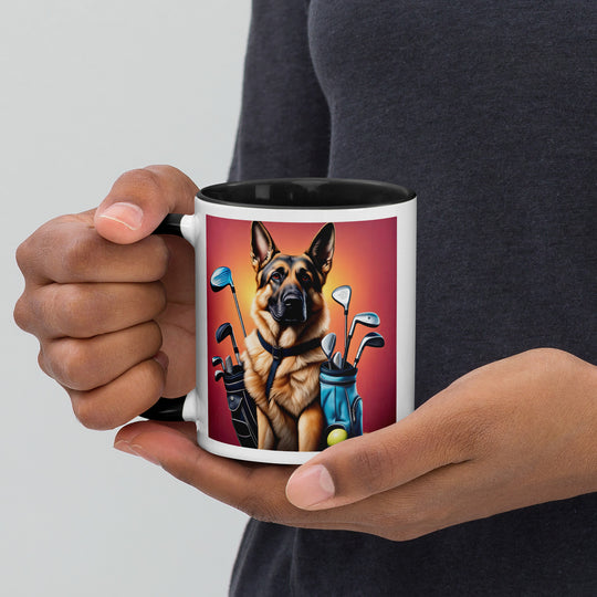 German Shepherd Golfer- Mug with Color Inside V7