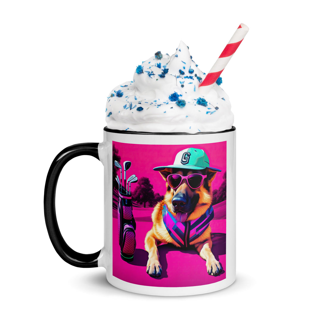 German Shepherd Golfer- Mug with Color Inside V8