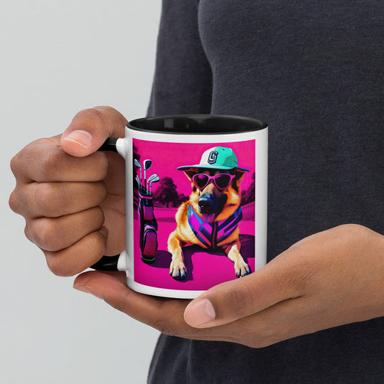 German Shepherd Golfer- Mug with Color Inside V8