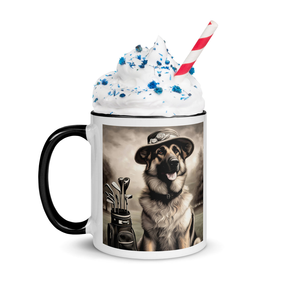 German Shepherd Golfer- Mug with Color Inside V10