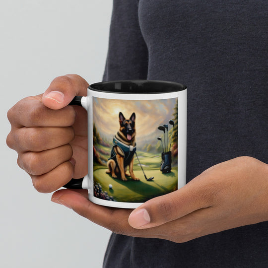 German Shepherd Golfer- Mug with Color Inside V15