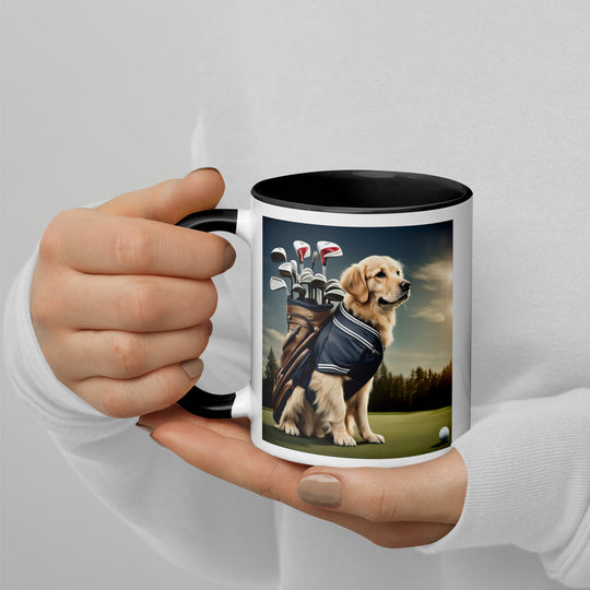 Golden Retriever Golfer- Mug with Color Inside V5