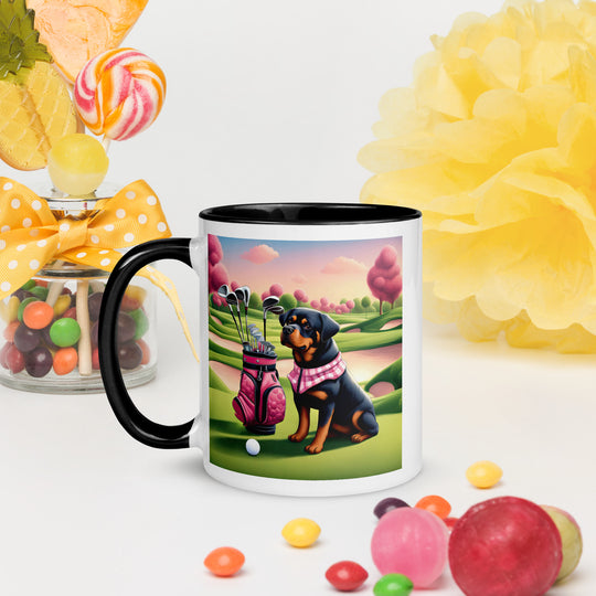 Rottweiler Golfer- Mug with Color Inside