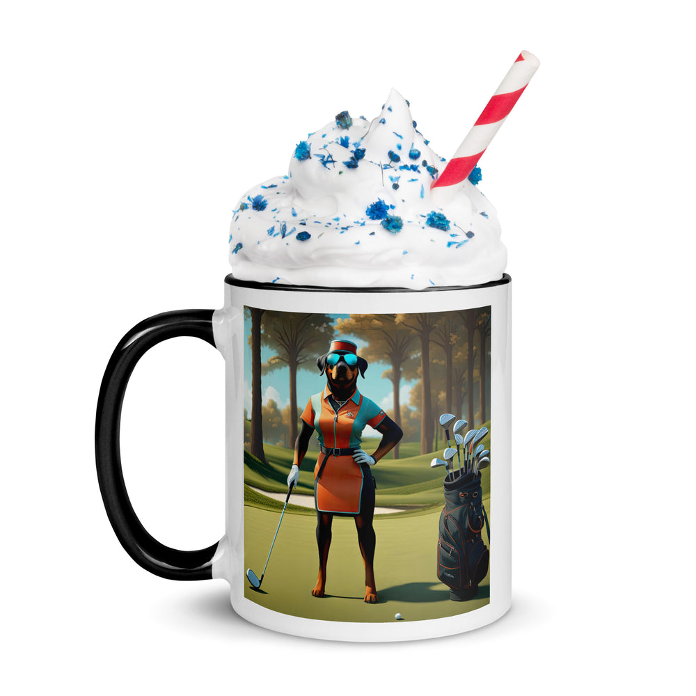 Rottweiler Golfer- Mug with Color Inside v4