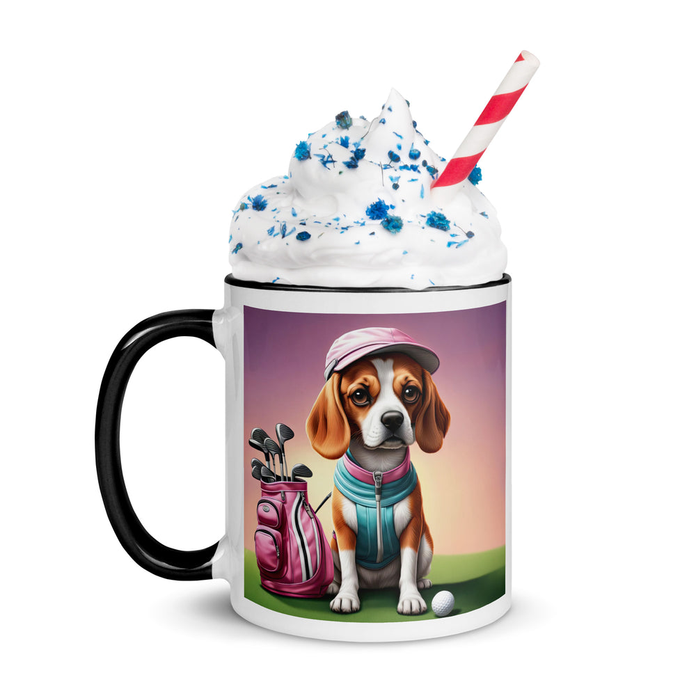 Beagle Golfer- Mug with Color Inside v3