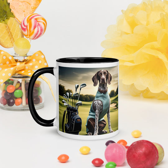 German Shorthaired Pointer Golfer- Mug with Color Inside v2