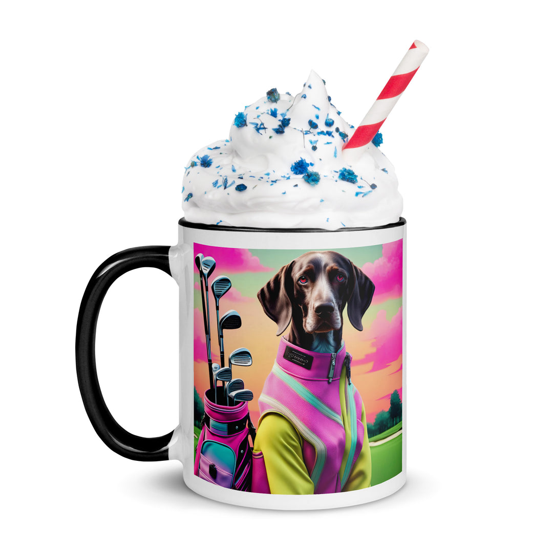 German Shorthaired Pointer Golfer- Mug with Color Inside v3