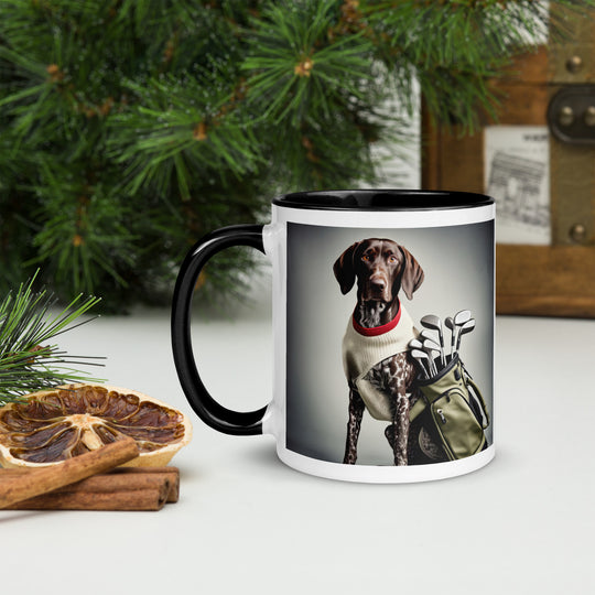 German Shorthaired Pointer Golfer- Mug with Color Inside v4