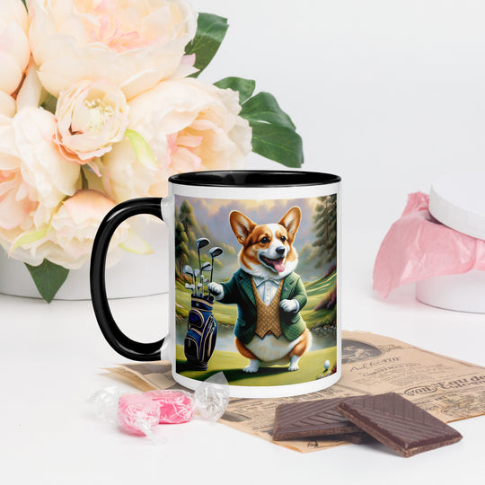 Pembroke Welsh Corgi Golfer- Mug with Color Inside v4