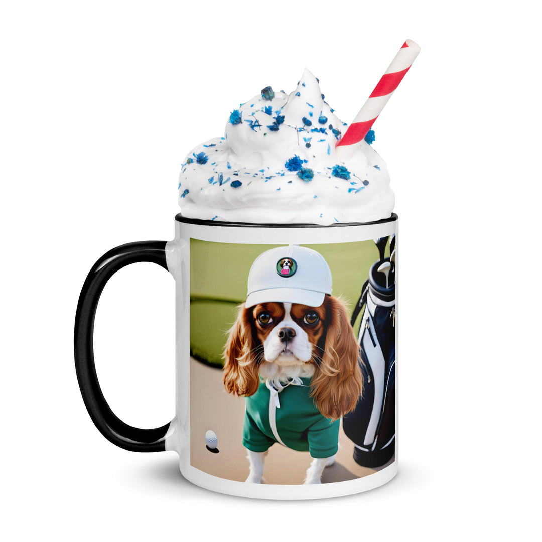 Cavalier King Charles Spaniel Golfer- Mug with Color Inside v4