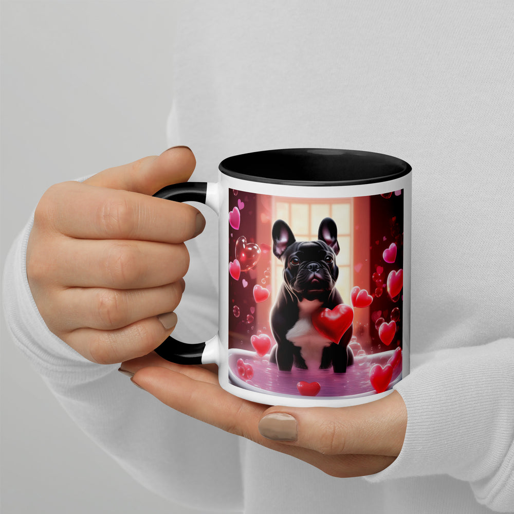 French Bulldog Romantic- Mug with Color Inside v4