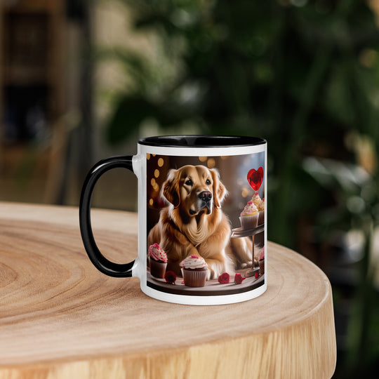 Golden Retriever Romantic- Mug with Color Inside v3