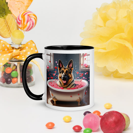 German Shepherd Romantic- Mug with Color Inside v3