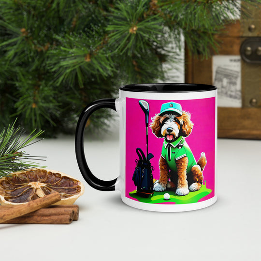 Bernedoodle Golfer- Mug with Color Inside v2