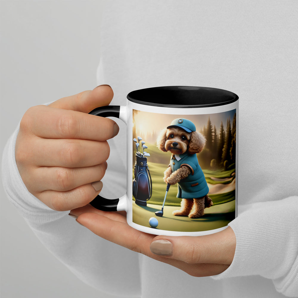 Cavapoo Golfer- Mug with Color Inside v5