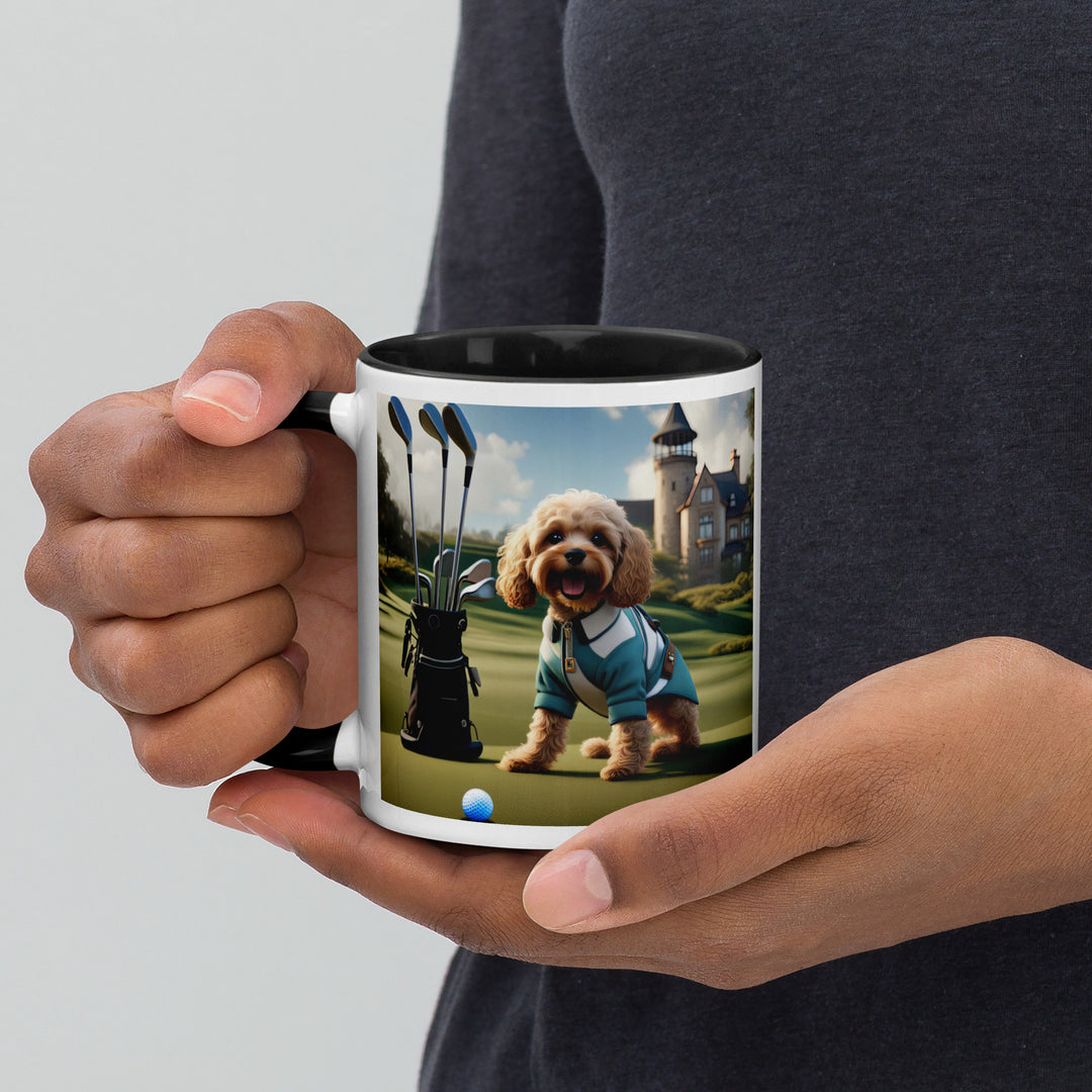 Cavapoo Golfer- Mug with Color Inside v6