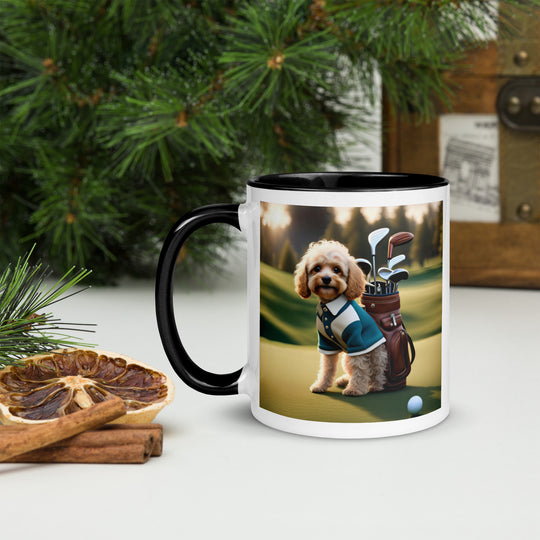 Cavapoo Golfer- Mug with Color Inside v8