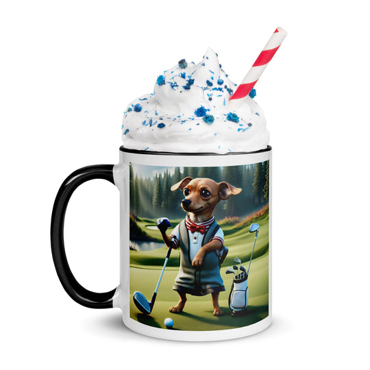 Chiweenie Golfer- Mug with Color Inside v3