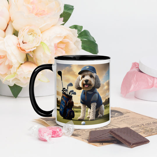 Cockapoo Golfer- Mug with Color Inside v8