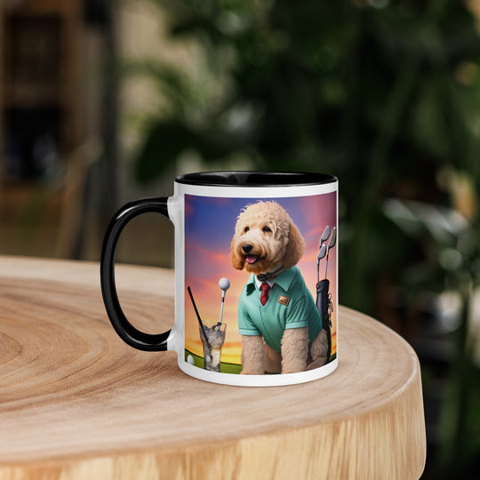 Goldendoodle Golfer- Mug with Color Inside v5