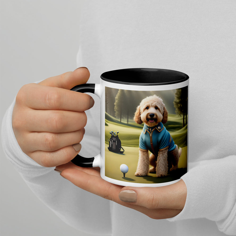 Goldendoodle Golfer- Mug with Color Inside v6