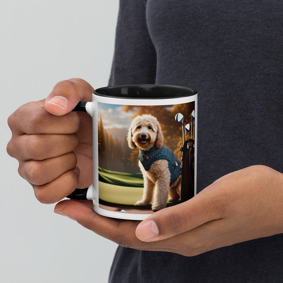 Goldendoodle Golfer- Mug with Color Inside v4