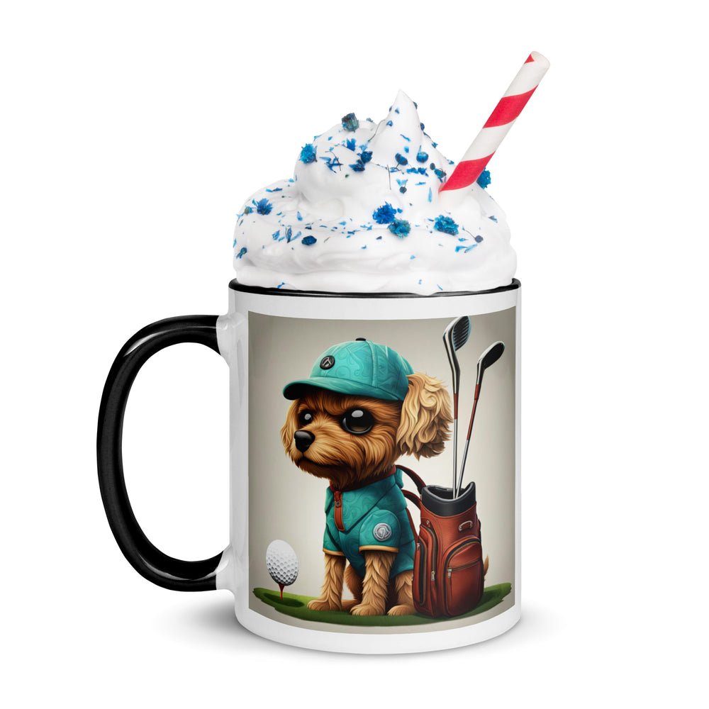 Pekapoo Golfer- Mug with Color Inside v7