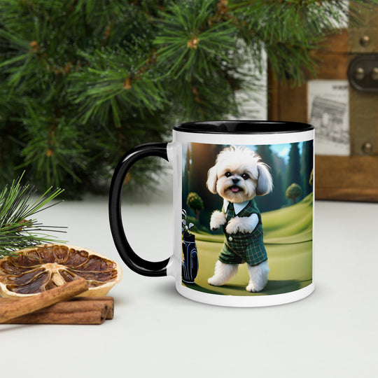 Shih-Poo Golfer- Mug with Color Inside v3